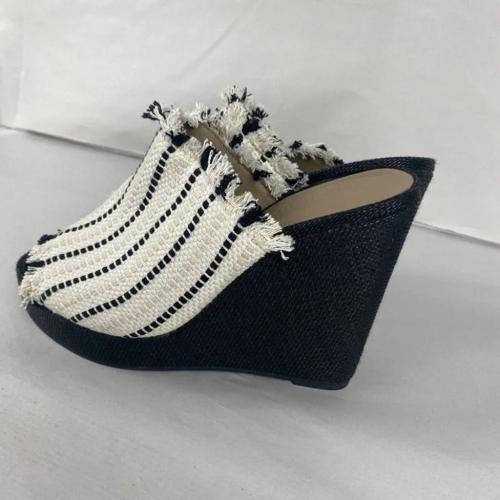 Women's Witchery Size 39 Multicolored Woven Fabric Cover Platform Wedge Shoes - Picture 9 of 16
